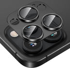 Tensea for iPhone 16 Pro/iPhone 16 Pro Max/iPhone 15 Pro/iPhone 15 Pro Max Camera Lens Protector, Metal Aluminum Alloy Tempered Glass Cover Camera Screen Protector Accessories, Case Friendly Black