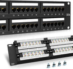 Patch Panel 48 Port Cat6A 【EC Listed】 2U Network Patch Panel Rackmount 19 inch RJ45 Patch Panel for 10 Gigabit Network, 110 or Krone Impact Tools Compatible Without Cable Management (Cat6A)