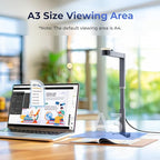 CZUR Fancy S Pro USB Document Camera for Teacher, 12MP 4K Webcam with Microphone and LED Light, Up to 60fps, Auto Focus, for Remote Teaching, Web Conference, for Mac and Windows, Black