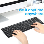 Wireless Keyboard-2.4G Ultra Slim Quiet Full Size Matte USB PC Computer Keyboard,19 Multimedia Keys,Number Pad,Plug&Play,Lag-Free Ergo,Long Battery life for Desktop,Laptop,Smart TV,MAC,Windows,QWERTY