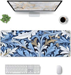 Gaming Mouse Pad, Large Non-Slip Rubber Base Mousepad, Keyboard Mouse Mat, Desk Pad with Stitched Edges, 31.5x11.8inch, Morris Leaves