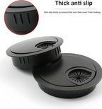 3 Pcs Satin Nickel Metal Cable Grommet, Zinc Alloy Desk Table Grommet Cable Cord Hole Cover for Home and Office, Fits 2inchs Hole 50MM Black