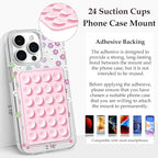 Silicone Suction Phone Case Mount, Silicon Adhesive Phone Accessory for Smartphones, Hands-Free Mirror Shower Phone Holder for Selfies, Tiktok Videos (Black)