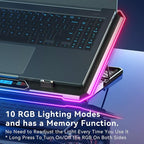 Gaming Laptop Cooler with 13 Ultra Quiet Fans, LCD Screen and Multi Color RGB - 10 Lighting Modes, 9 Adjustable Heights, Dual USB Ports, Built in Phone Holder for 15 to 21 Inch Laptops on Desk or Lap
