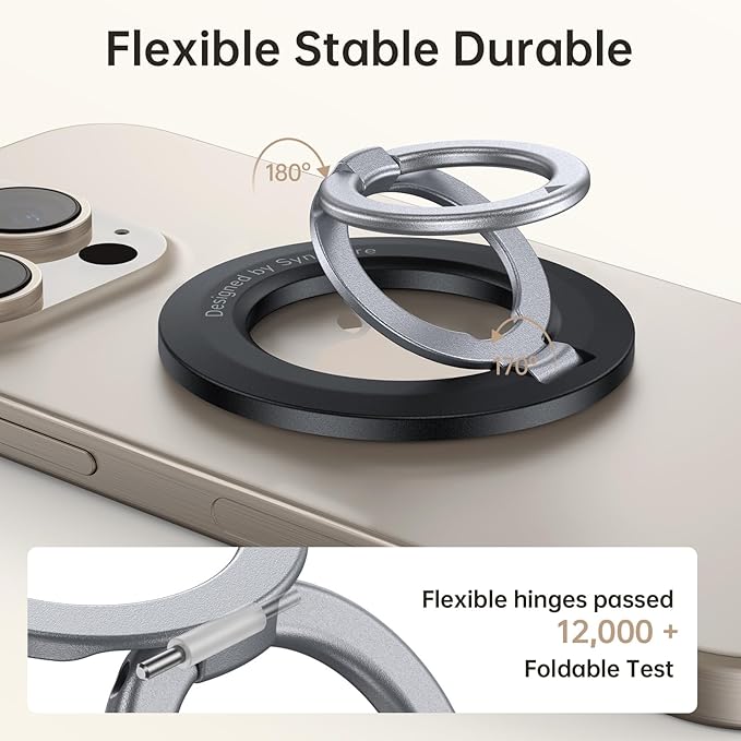 SYNCWIRE for MagSafe Ring Holder, Magnetic Phone Ring Holder Magnet Cell Phone Grip Finger Ring Kickstand Compatible with iPhone 16 15 14 13 12 Pro Max fits MagSafe Accessories