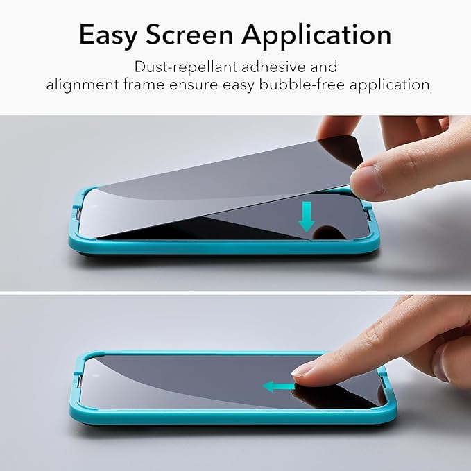 ESR 3+1 Pack for iPhone 15 Pro Privacy Screen Protector Set, Anti-spy Tempered-Glass Privacy Screen Protector, Micro-curved Edges, Case Friendly, 3-Pack with 1 Set of Individual Camera Lens Protector