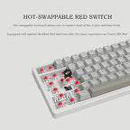 FIRSTBLOOD ONLY GAME. AK992 Retro Wired Mechanical Keyboard, 98 Keys Full Layout, Hot-Swappable USB Gaming Keyboard with Red Switches, Multimedia Keys Knob, Blue Backlit, Anti-Ghosting, Grey