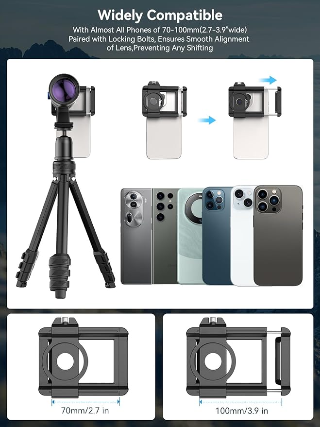MIAO LAB 20-60X Zoom Telephoto Lens, High Power Telephoto Mobile Cell Phone Lens with Tripod & Universal Phone Clip, for iPhone 16/15/14/13 Series, Samsung, Android Phone and Most Smartphone