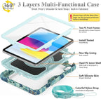 SEYMAC stock Case for iPad (A16) 11th/10th Generation 11''/10.9'' 2025/2022, Full-Body Drop Protection Case with Screen Protector &360° Rotate Hand Strap/Stand, SkyBlue Camo