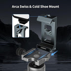 Metal Phone Tripod Mount Arca Port & Action Camera Adapter, Adjustable Smartphone Tripod Adapter Clamp Cell Phone Stand Holder Compatible with iPhone Plus PRO Max GoPro Samsung Galaxy Motorola Pixel