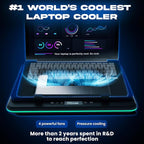 KLIM Turbofrost - Gaming Laptop Cooling Pad - 4 Powerful Turbo Fans - 4 x 4000 RPM, Laptop Cooler 2 Power Modes USB-C/DC, Dynamic RGB, 4-Ports USB, Sealed Foam for Fast Cooling for Laptops up to 17in