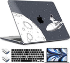 TWOLSKOO Compatible with M4 MacBook Air 13.6 inch Case 2025-2022 Release M4 A3240 M3 A3113 M2 A2681, Plastic Hard Shell & Keyboard Cover & Type C Adapter & Screen Protector, Flying Astronauts