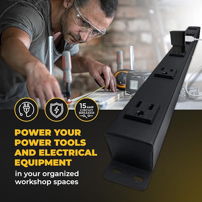 9 Black Verticle Outlets 6 Feet Power Cord Heavy Duty Metal Surge Protector Power Strip