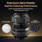 QILIPSU 6pcs M25L Long Thread Cable Gland Waterproof IP68 Nylon Strain Relief Cord Grip Cable Pass Through Wire Connector