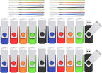 1GB Flash Drive 20 Pack, Wooolken USB 2.0 Thumb Drives Memory Stick with LED Light and Lanyards for Storage and Backup (Mixed Colors: Black Red Blue Orange Green)