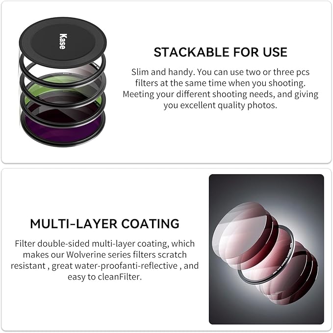 Kase Wolverine 82mm ND100000 16.5 Stop Magnetic Neutral Density Filters Incl Adapter