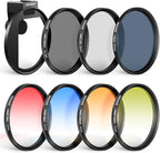 NEEWER Clip On 67mm Phone ND Filter Kit, Upgraded Lens Clip Cold Shoe Mount/Locking Knob, CPL/ND32/6 Point Star/4 Graduated Color Filter Compatible with iPhone 16 15 Pro Max Plus 14 13 Samsung S23 S24
