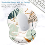 ITNRSIIET Ergonomic Mouse Pad with Gel Wrist Support Small Wrist Rest Smooth Surface Non-Slip PU Base Comfortable Office Supplies Pain Relief, 8.7 x 7.2 inches, Tropical Plants