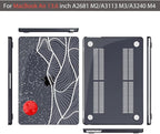 Teryeefi for M3 M2 M4 MacBook Air 13 inch Case 2025 2024 2023 2022 Release A3240 A3113 A2681 Model,Hard Shell Case for MacBook Air 13.6 inch + Keyboard Cover + Type C Adapter, Abstract Mountain-100