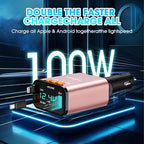 Retractable Car Charger,5 in 1 Fast Cars Phone Charger 60w,Bluetooth 5.3 FM Transmitter Adapter,Handsfree Call,MP3 Player,2 Retractable Cables and USB Chargers, for Phone,Galaxy,Pixel (Pink)