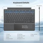 MoKo Type Cover Compatible with Microsoft Surface Pro 7 Plus 2021/ Pro 7 / Pro 6 / Pro 5 / Pro 4 /Pro 3, Lightweight Wireless Replacement Keyboard with Trackpad & Built-in Rechargeable Battery, Gray