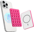 Sucky Upgraded Magnetic Suction Cell Phone Grip for MagSafe Case, Silicone Octo Cup Buddy Holder, Durable Magnet Phone Accessory for iPhone and Android (Hot Pink)