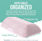 Smartish® Magnetic Cord Holder - Bigger Cable Wrangler Organizer with Magnet Clips for Charger Management on Desktop, Nightstand, or Side Table - Holds 6+ Cables - I'm Blushing