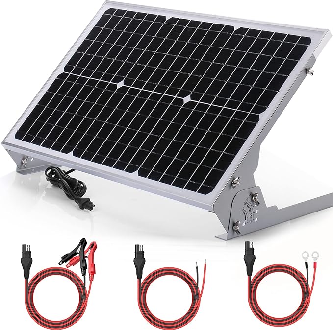 SUNER POWER 30W 12V Solar Battery Charger Maintainer, Built-in Smart MPPT Charge Controller, Adjustable Mount Bracket, Waterproof 30 Watt Solar Panel Kits for Car Automotive Boat Marine RV Trailer