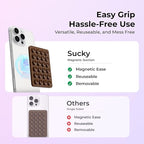 Sucky Upgraded Magnetic Suction Cell Phone Grip for MagSafe Case, Silicone Octo Cup Buddy Holder, Durable Magnet Phone Accessory for iPhone and Android (Light Green)