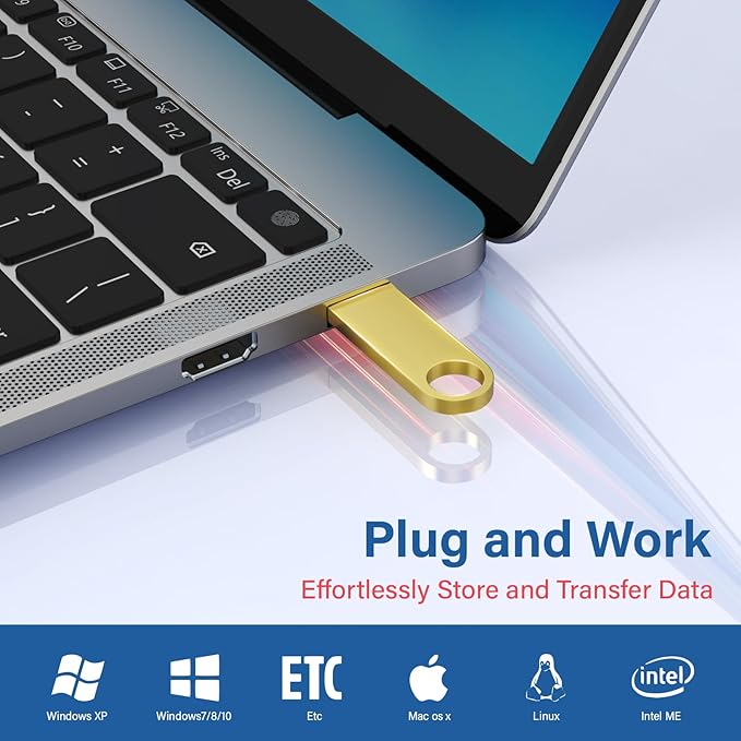 5 Pack 4GB USB Flash Drive with Keychains, Wooolken Sleek Metal USB 2.0 Thumb Drives Memory Stick for PC Laptop Computer