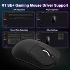 R1 SE+ Gaming Mouse, 18000 DPI, High-Precision PAW3395 SE Sensor,55g Lightweight,Three Connection Modes Wireless Mouse, Programmable Ergonomic Mouse Suitable for Laptops/PC/Mac (Black)