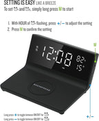 Soundfreaq Charge Rise II, SFQ-20: Digital Alarm Clock, with Dual Alarms, Fast USB Charger and Wireless Charger (Black)