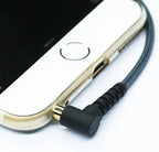 50cm(1.5ft) Right Angle 4 Pole 3.5mm 1/8 inch Male to 4 Pole 3.5mm 1/8 inch Female Stereo Audio Headphone Earphone Extension Cable Adapter Cord Tangle-Free Braided Wire