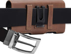 BECPLT Leather Galaxy S24 Ultra/Plus Holster Case with Belt Clip, ID Card Holder, Compatible with Galaxy S23+, Note 10+, S20+, A71, Note 9, 8, LG Stylo 5 (Brown)