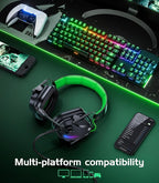 HW12 Gaming Headset for PC,PS5,PS4,Xbox One,Switch,Gaming Headphones with Microphone Wired Headset with 3.5mm Audio Jack (Black/Green)