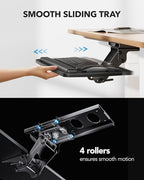 HUANUO Keyboard Tray Under Desk, 360 Adjustable Ergonomic Sliding Keyboard & Mouse Tray, Under Desk Keyboard Tray Slide Out, Keyboard Holder Under Desk for Typing in Home, Office Work, 25"W x 9.84"D