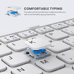 Foldable Bluetooth Keyboard, Portable Full Size Folding Keyboard with Large Touchpad, Numeric Keypad, PU Leather, Wireless TravelKeyboard for Windows Android Mac(White)
