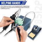 HengTianMei 720W Hot Air Soldering Station 2-IN-1 SMD Soldering Iron Station with 2 Helping Hands, 3 Soldering Tips, 5 Nozzles, Sleep Mode, Fast Heating, 392℉-932℉, for Electronics PCB Repair（8512P）