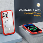 Miracase Glass Series Designed for iPhone 14 Pro Max Case 6.7 Inch, Upgrade Full-Body Bumper Case with Built-in 9H Tempered Glass Screen Protector, with Camera Lens Protector, Red