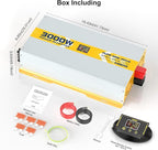 XWJNE 3000W Pure Sine Wave Power Inverter 12V DC to 120V GFCI AC Converter with LCD Display and Remote for Home, RV, Truck, Off-Grid Solar Power