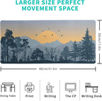 Mountain Gaming Mouse Pad 31.5x11.8 Inch Forest Large Mousepad Extended Grey Mousepad Gaming Non-Slip Rubber Base Stitched Edges Keyboard Mouse Mat Desk Pad for Office Home and Game