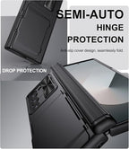 for Samsung Galaxy Z Fold 6 Case with Card Holder & Belt Clip & Slide Camera Cover, Built-in Hinge Protection & Screen Protector, Durable Wallet Phone Cover Case for Z Fold 6 5G 2024, Black