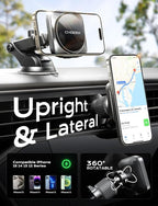 CHGeek for 15W Magsafe Car Mount Charger, iPhone Wireless Car Charger Magnetic Car Phone Holder Mount Fit iPhone 16 15 14 13 Magsafe Case, Vent/Windshield/Dash Phone Mount Holder Fast Cooling Charger