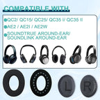Replacement Earpads Cushions for Bose QuietComfort 35 & Quiet Comfort 35 II, Headphones Ear Covers Ear Pads for Bose QC35/QC35II/25/15/2 / Ae2 / Ae2i / Ae2W / Sound Link/True (Cooling Gel Black)