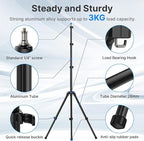 ULANZI Black Aluminum Light Stand, 6.32ft Extendable Tripod for Strobe Lights, Webcams, Cameras & Softboxes