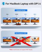 USB C Docking Station Dual Displayport Monitor, USB C Hub Displayport with 2 DP, HDMI, VGA, PD Charging, USB A&C 2.0 Ports Multi Monitors Adapter for Dell/HP/Lenovo, etc