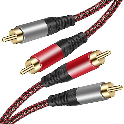 RCA Cable 30Ft,2Rca Male to 2-RCA Male Audio Stereo Subwoofer Cable [Hi-Fi Sound] Nylon-Braided Auxiliary Audio Cord for Home Theater, HDTV, Amplifiers, Hi-Fi Systems,Speakers and etc (30Ft)