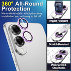 for Samsung Galaxy S25 Edge Camera Lens Protector, Individual Metal Ring Tempered Glass Lens Cover, [Strong Adsorption] Scratch Resistant Ultra-Thin HD Clear Lens Cover, 1 Set-Purple Sparkly