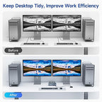 HDMI Displayport Hybird KVM Switch 2 Monitors 2 Computers 8K@60Hz 4K@144Hz, Aluminum Dual Monitor KVM Switches for 2 PC Share 2 Monitor and 4 USB Devices, Support Extended/Copy Mode,Cables Included