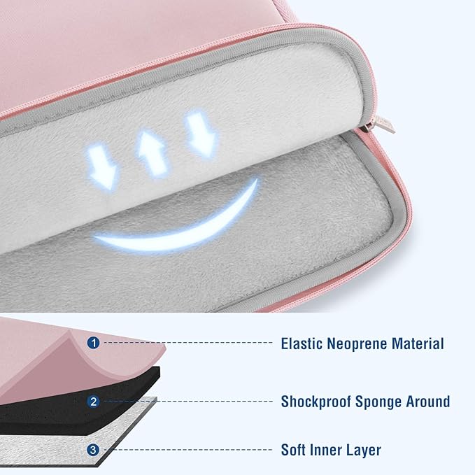MOSISO Laptop Case 14 inch, 14 inch Laptop Sleeve Bag Compatible with HP Lenovo Dell ASUS Acer, HP Stream, Dell Latitude, Lenovo IdeaPad, Neoprene Computer Sleeve Bag with Small Case, Baby Pink